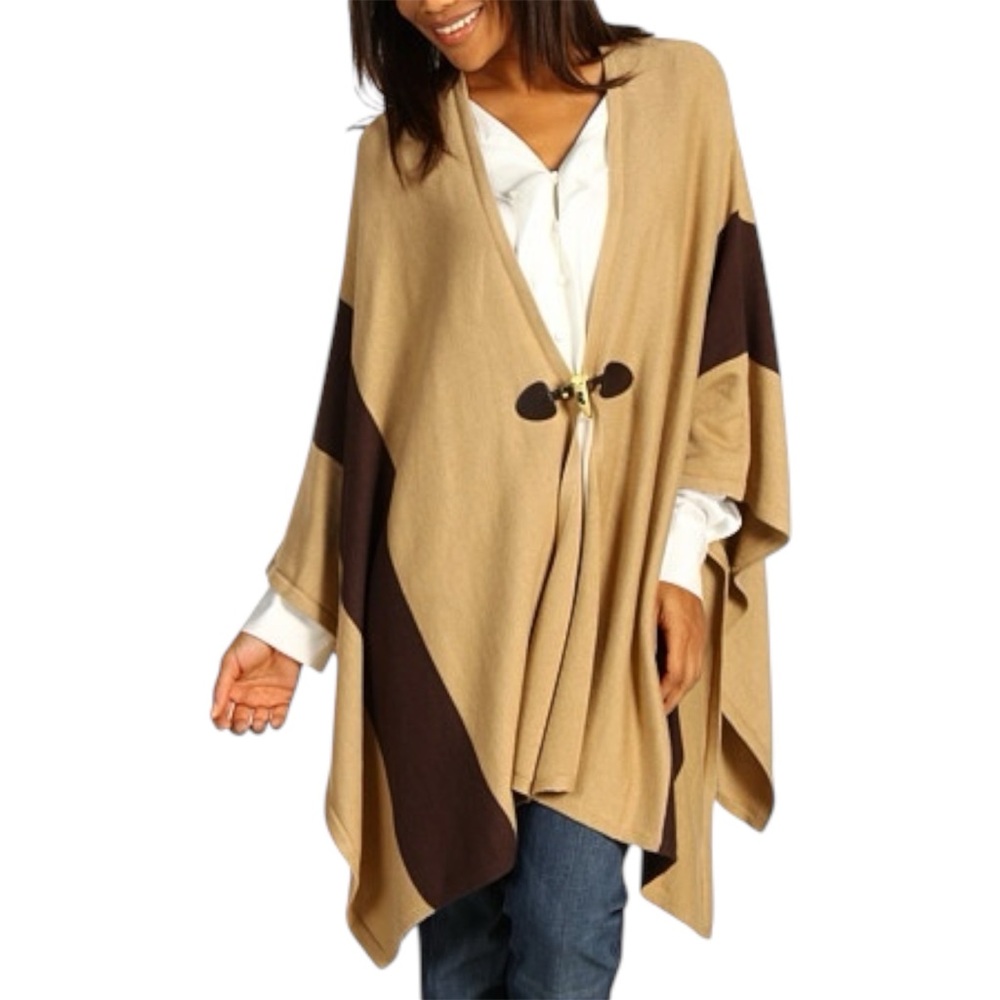 Michael by Michael Kors | XL/L Brown & Tan Poncho with Toggle Closure